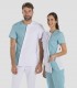 Casaca sanitaria de mujer Microfibra Asimétrica Azul Porcelana
