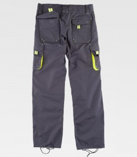 Pantalón de trabajo multibolsillos Gris+Amarillo A.V.