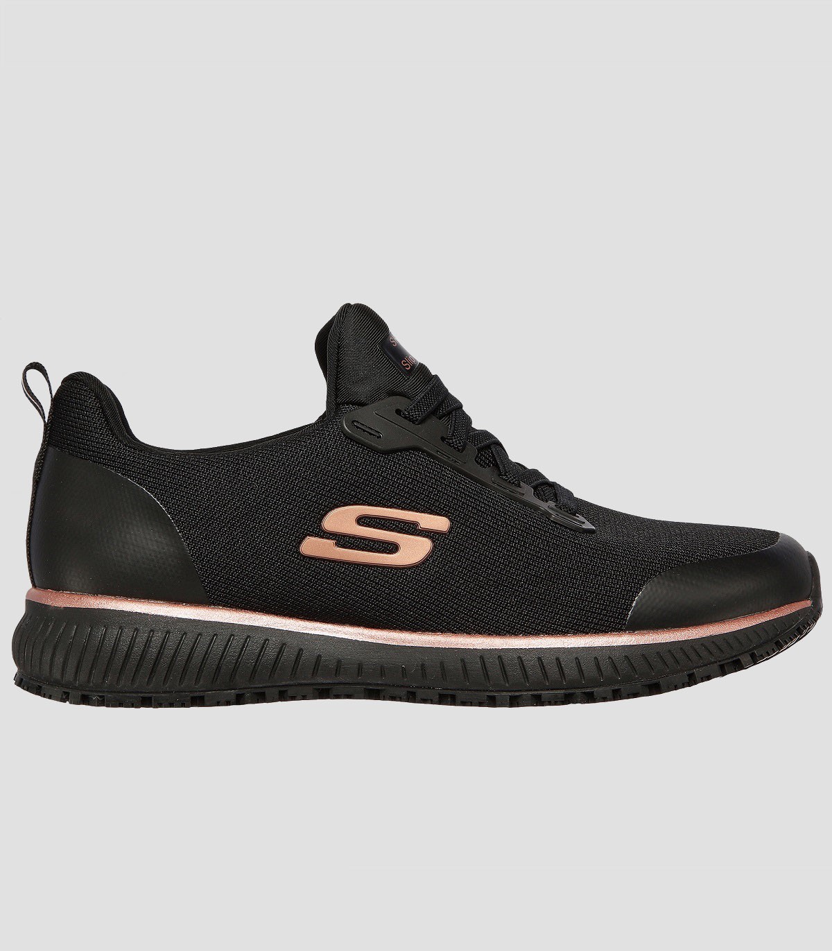 Zapato laboral Skechers negro con cordones elásticos