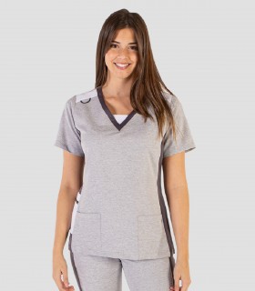 Casaca sanitaria mujer Microfibra elástica 360 Gris perla