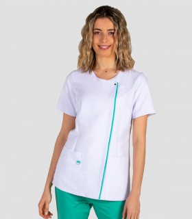 Casaca sanitaria Microfibra Blanca tapeta Verde