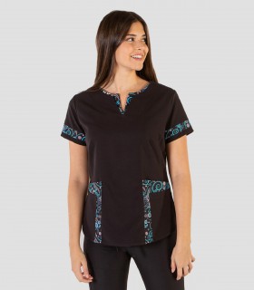 Casaca sanitaria Microfibra para mujer color Negro