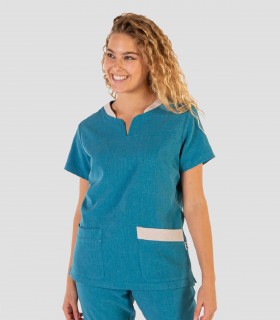 Casaca sanitaria Mirta Verde agua - Apariencia Lino