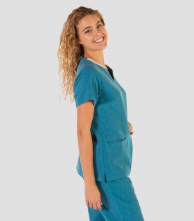Casaca sanitaria Mirta Verde agua - Apariencia Lino