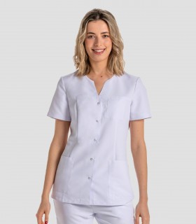 Casaca sanitaria Microfibra corchetes Blanca