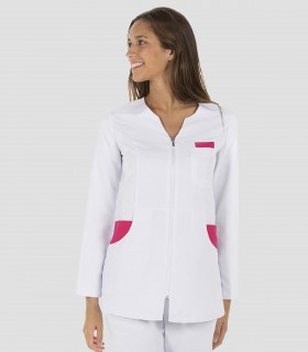Casaca sanitaria Microfibra Fucsia manga larga