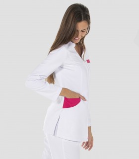 Casaca sanitaria Microfibra Fucsia manga larga