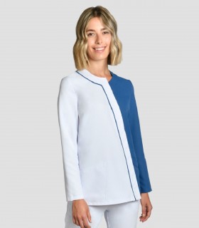 Casaca sanitaria Microfibra Asimétrica Azul manga larga