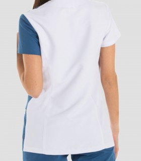 Casaca sanitaria Microfibra Asimétrica Azul manga larga