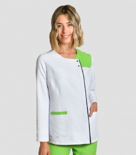 Casaca sanitaria Microfibra contraste Pistacho