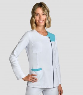 Casaca sanitaria Microfibra contraste Turquesa