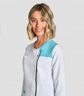 Casaca sanitaria Microfibra contraste Turquesa