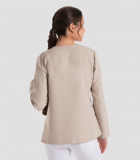 Casaca Microfibra presillas Beige Manga larga