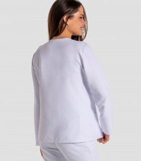 Casaca sanitaria Microfibra presillas Blanca manga larga