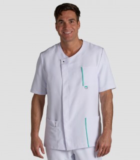 Casaca sanitaria Microfibra Blanca tapeta Verde