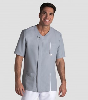 Casaca sanitaria Microfibra Gris tapeta Blanca