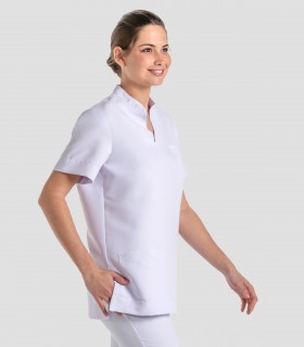 Casaca sanitaria Mao Microfibra Blanca