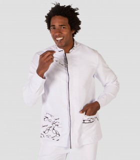 Casaca sanitaria Microfibra Óptica Blanco Manga Larga