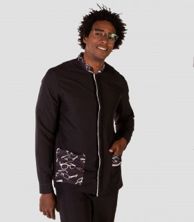 Casaca Microfibra Óptica Negra Manga larga