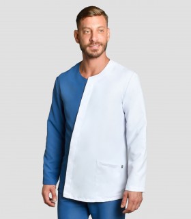 Casaca sanitaria Microfibra Asimétrica Azul Manga larga