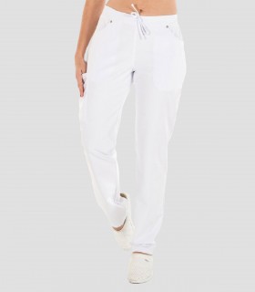 Pantalón sanitario Multibolsillos Elástico Blanco