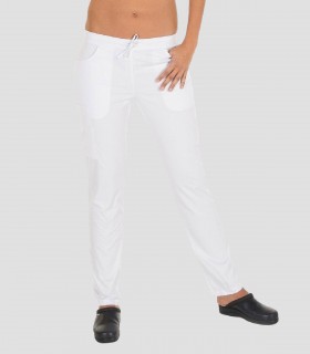 Pantalón sanitario Multibolsillos Sarga Elástica Blanco