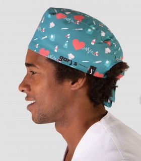 Gorro cirujano para pelo corto Corazón