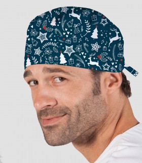Gorro cirujano para pelo corto Regalos Navidad (Azul)