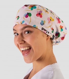 Gorro quirófano para pelo largo Flor Arcoiris