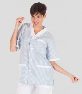 Casaca limpieza botones Celeste