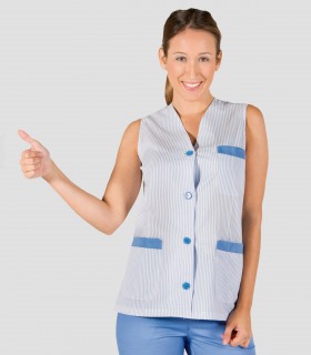 Bata limpieza Sin mangas Celeste