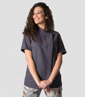 Chaqueta cocinera Microfibra Gris marengo de Manga corta