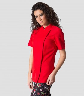Chaqueta cocinera Microfibra Roja de Manga corta