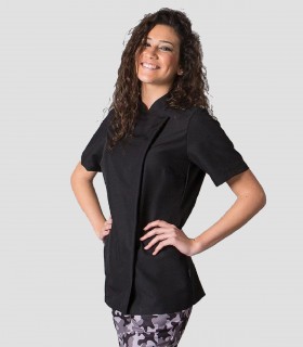 Chaqueta cocinera Microfibra Negra de Manga corta