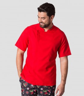 Chaqueta cocina Microfibra Manga corta Roja