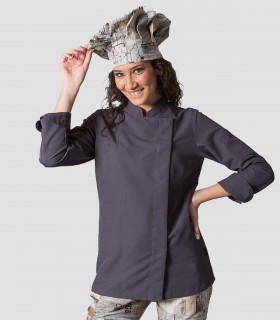 Chaqueta cocinera Microfibra Manga larga Gris marengo