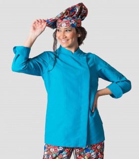 Chaqueta cocinera Microfibra Manga larga Turquesa