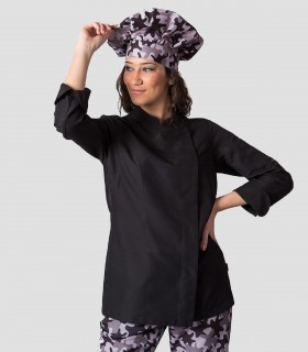Chaqueta cocinera Microfibra Manga larga Negra