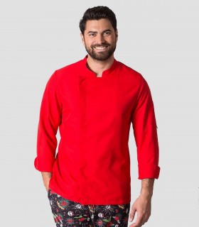 Chaqueta cocina Microfibra Manga larga Roja