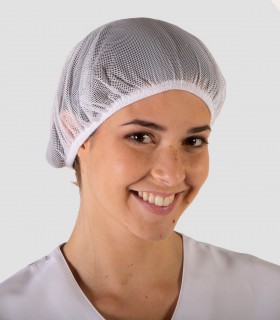 Gorro de rejilla Blanco ideal para industria alimentaria y cocina