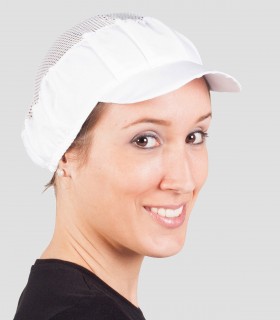 Gorra con rejilla y visera Blanca para hostelería e industria alimentaria