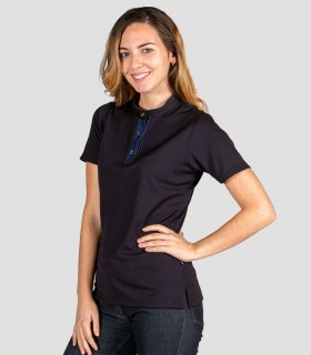 Polo cuello mao Negro para camarera