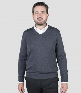 Jersey cuello pico Gris marengo para camarero