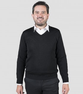 Jersey cuello pico Negro para camarero