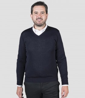 Jersey cuello pico Azul marino para camarero