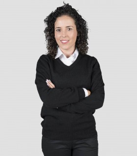 Jersey cuello pico para camarera Negro