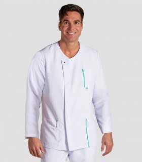 Casaca sanitaria Microfibra Blanca tapeta Verde