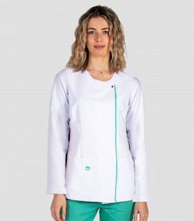 Casaca sanitaria Microfibra Blanca tapeta Verde