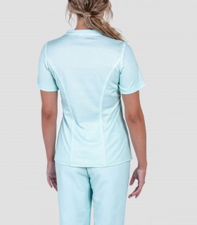 Casaca sanitaria mujer microfibra y punto Aguamarina