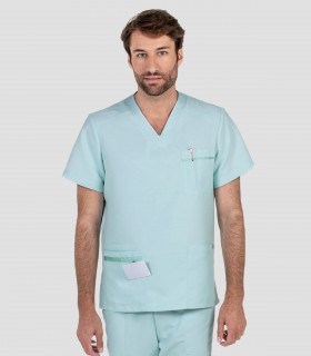 Casaca sanitaria microfibra y punto Aguamarina